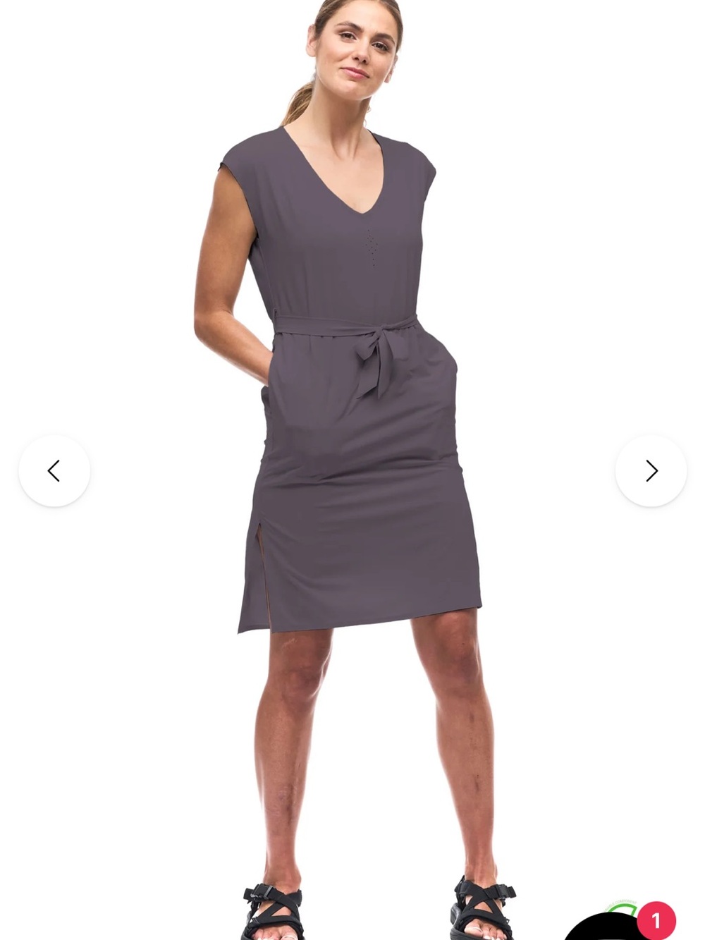 INDYEVA Sleeveless V-Neck Tie-Waist Midi Dress in Fig